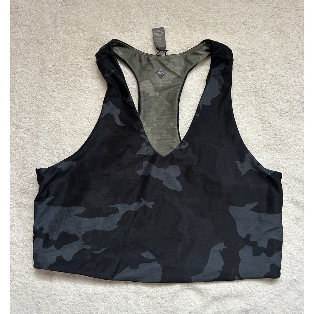Prana Crop Top Women's Small Momento Reversible Camo Activewear Sports Bra